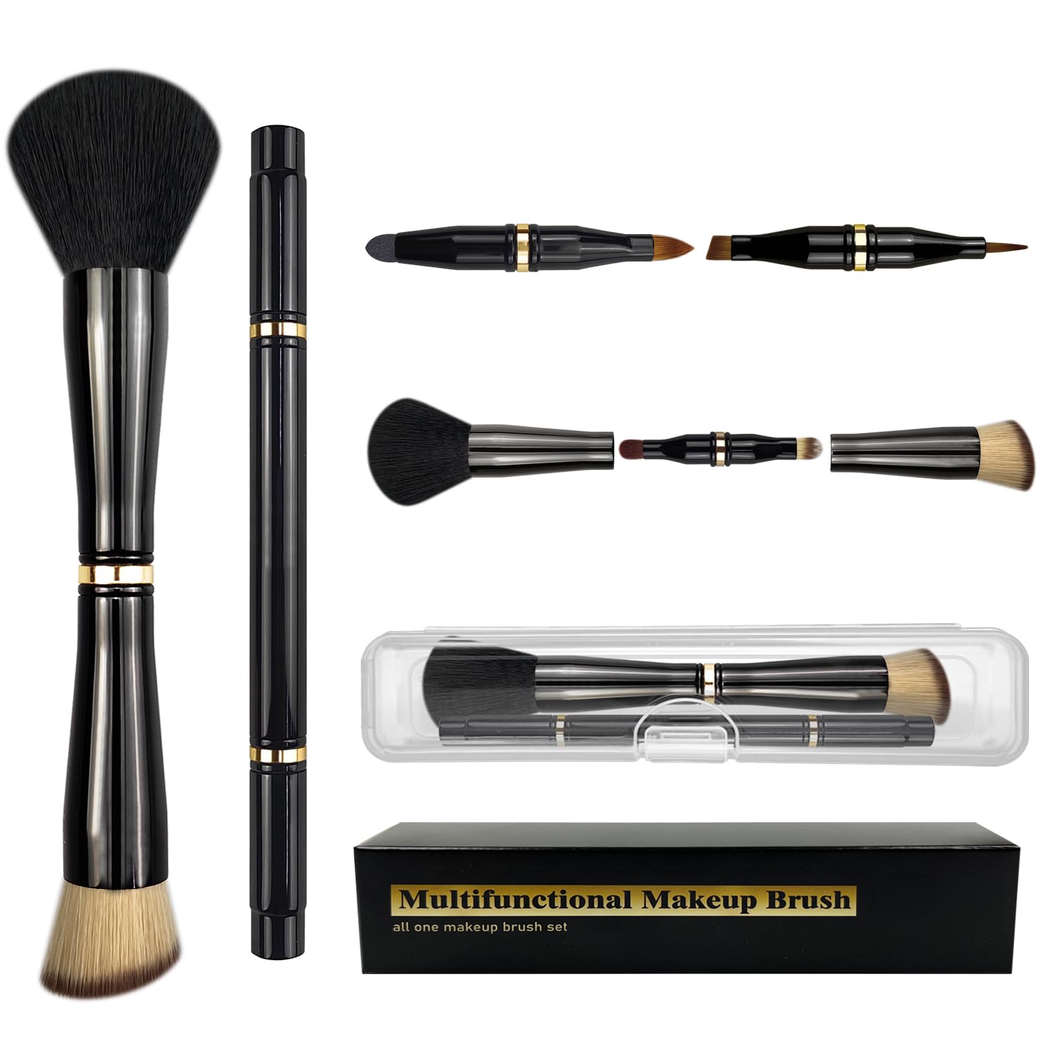 メイク道具・化粧小物 OWN 5 Brushes & Makeup Brush case Amazon.com: 2 Pcs 4 in 1 Makeup Brush Set - Travel Size Powder